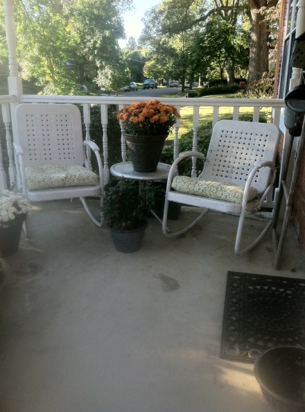 My not so fancy, vintage metal, lawn chairs. 
